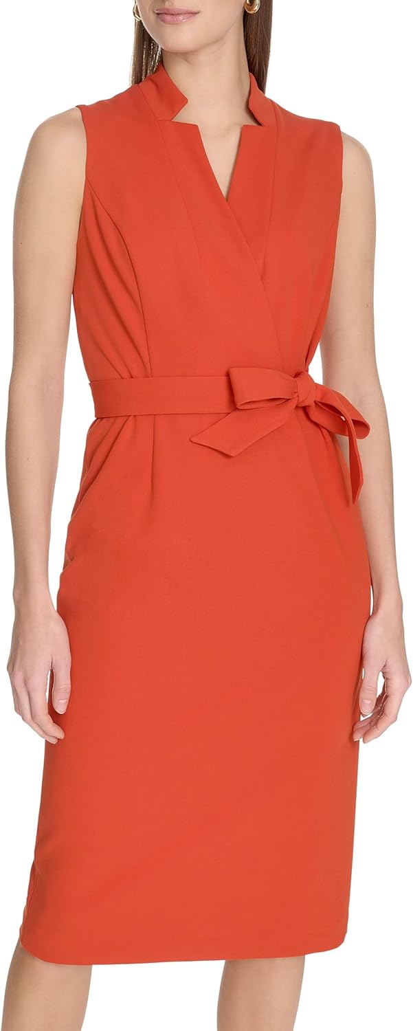 

Женское платье Calvin Klein с креповым воротником и завязкой на шее, Clay