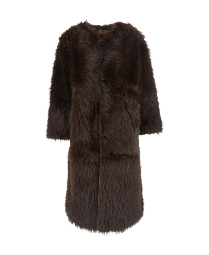 

Черное пальто из искусственного меха и замши Urbancode, черный