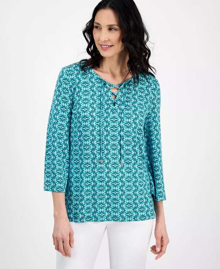 

Женский топ с кружевной шнуровкой Jm Collection, зеленый