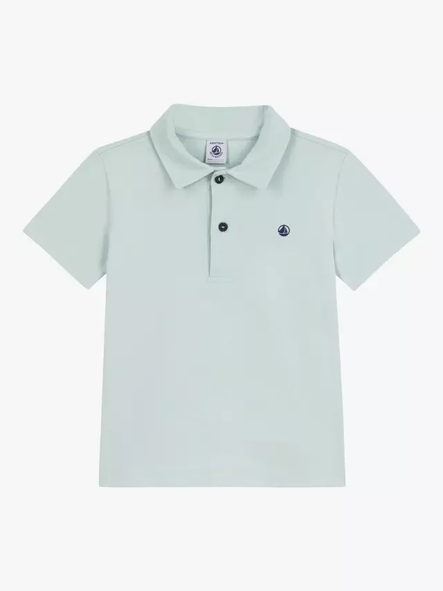 Детская футболка-поло с коротким рукавом, светло-голубая Petit Bateau
