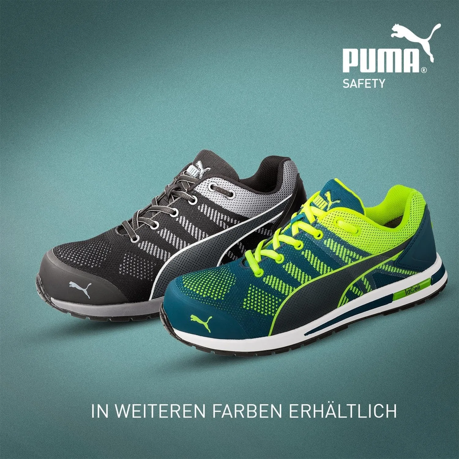 Защитные низкие рабочие кроссовки Puma Safety Elevate Knit Low Work Shoe Safety Shoe S1P ESD HRO SRC с защитным колпачком из стекловолокна, нескользящая поверхность, термостойкие, без металлических вставок, мужские, синий/зеленый — фото 4