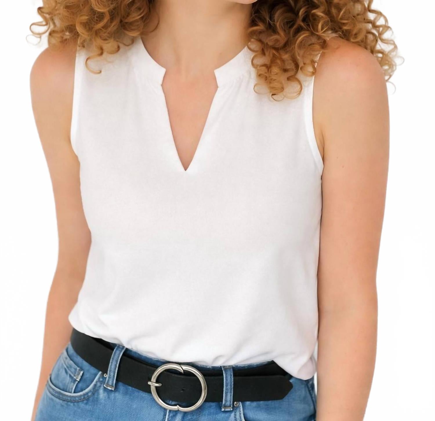 

SHANNALEE Хлопковый топ А-силуэта с открытым воротником, цвет мел