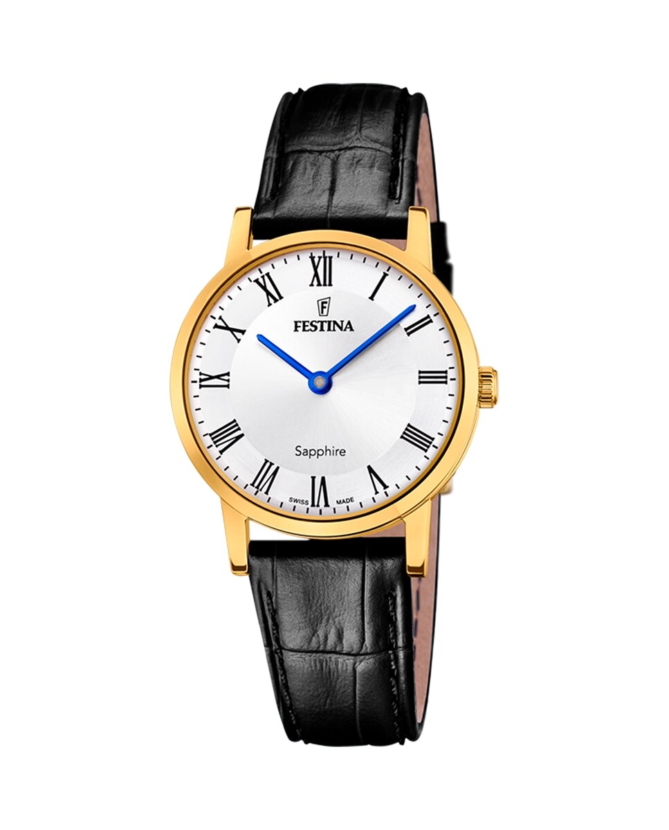 

Женские часы F20017/4 Swiss Made черные кожаные Festina, черный