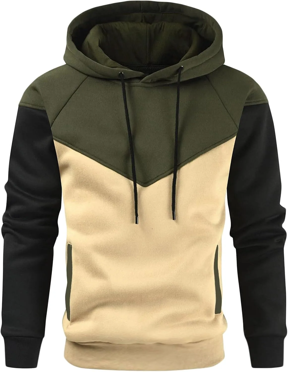 

Плюс сайз худи для мужчин с цветными блоками и карманами Auwer