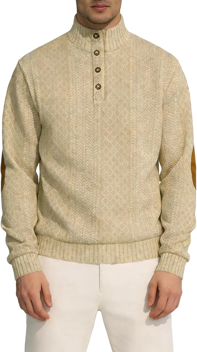 

Мужской свитер Shenhe с воротником стойкой и застежкой на четверть пуговиц