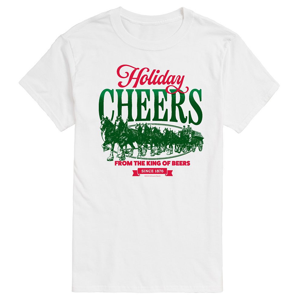 

Футболка Big & Tall Budweiser Clydesdales Holiday Cheers с рисунком Licensed Character, белый