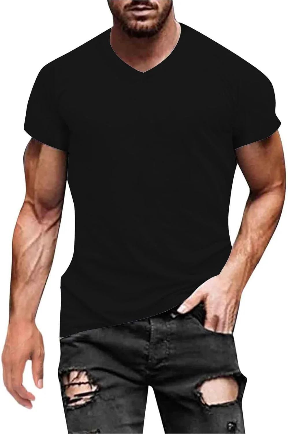 

Мужская футболка Streetwear летняя Relax Fit с коротким рукавом и V-образным вырезом