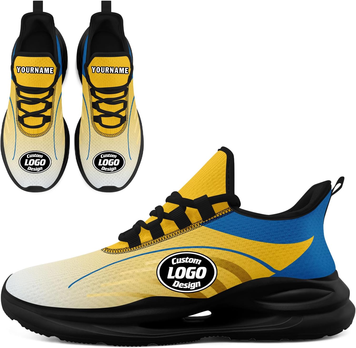 

Кроссовки с индивидуальным логотипом для мужчин и женщин, беговые кроссовки, легкие, дышащие, для зала, тенниса, волейбола, баскетбола Awsole, черный/синий/золотой