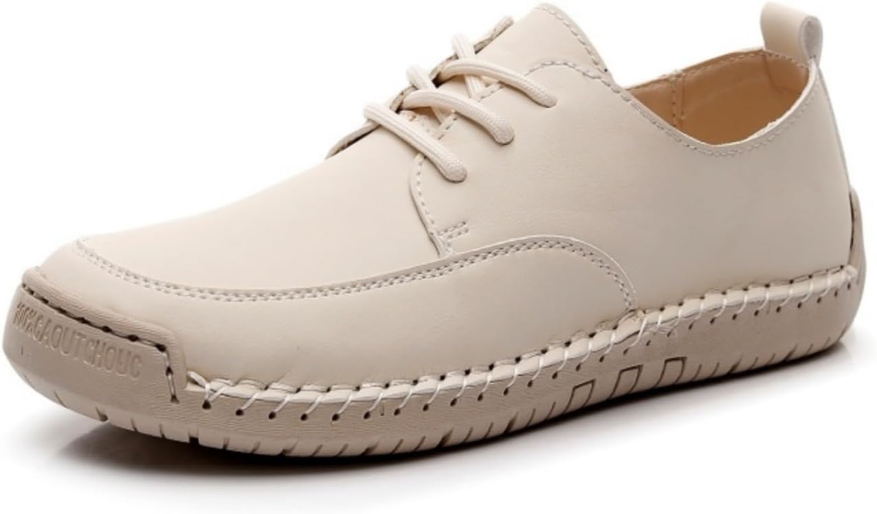 

Мужские повседневные туфли из двухцветной кожи, стильные лоферы на шнуровке с ручной отделкой, легкие и дышащие для ежедневной носки Aokisx, бежевый