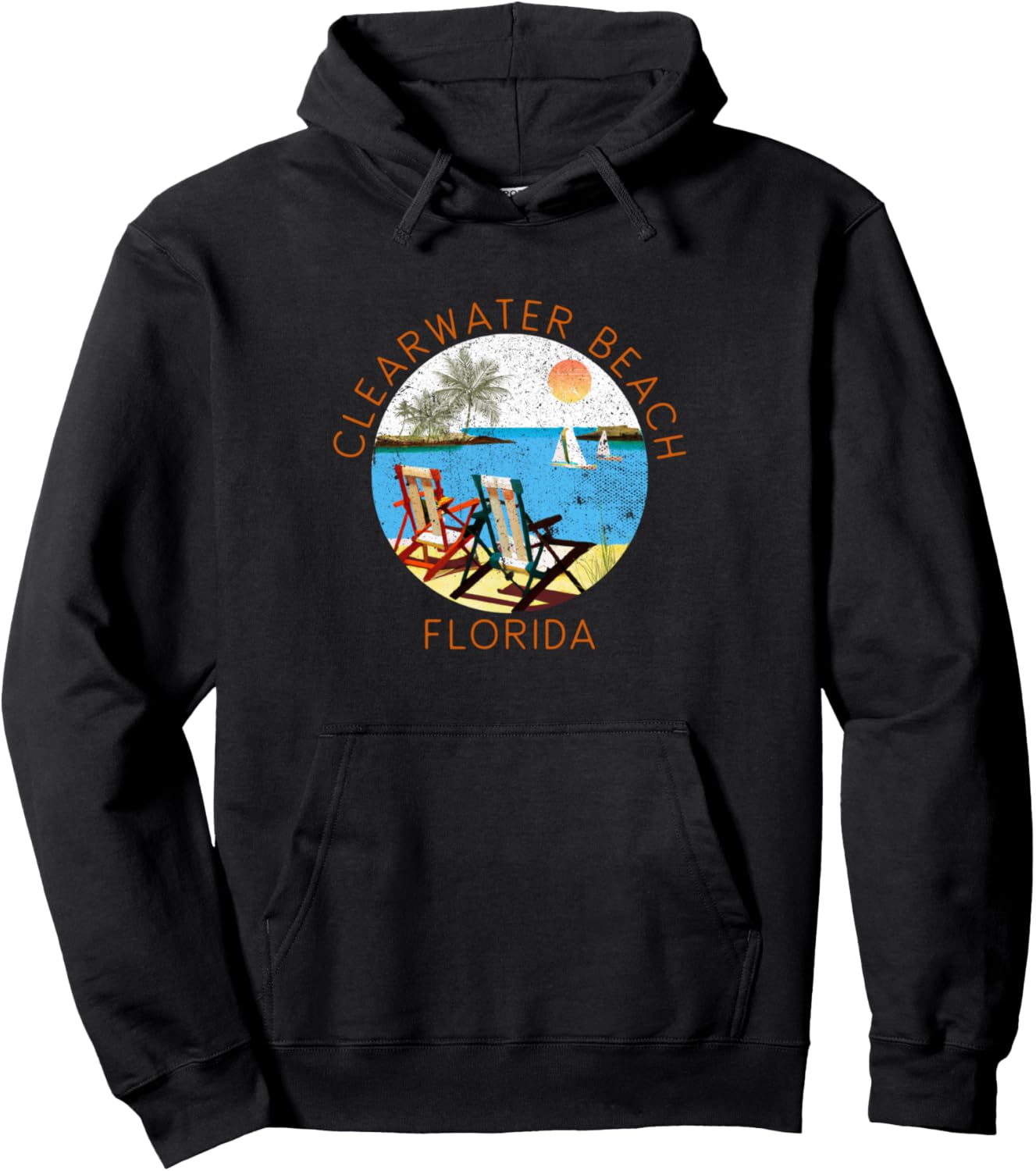 

Ретро-сувенир с пляжа Клируотер. Винтажный пляжный отдых. Толстовка Clearwater Beach Retro Souvenir Apparel, черный