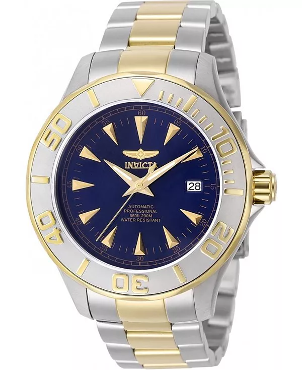 

Мужские фирменные часы 7038 с автоматическим механизмом и тремя стрелками, синий циферблат Invicta, gold