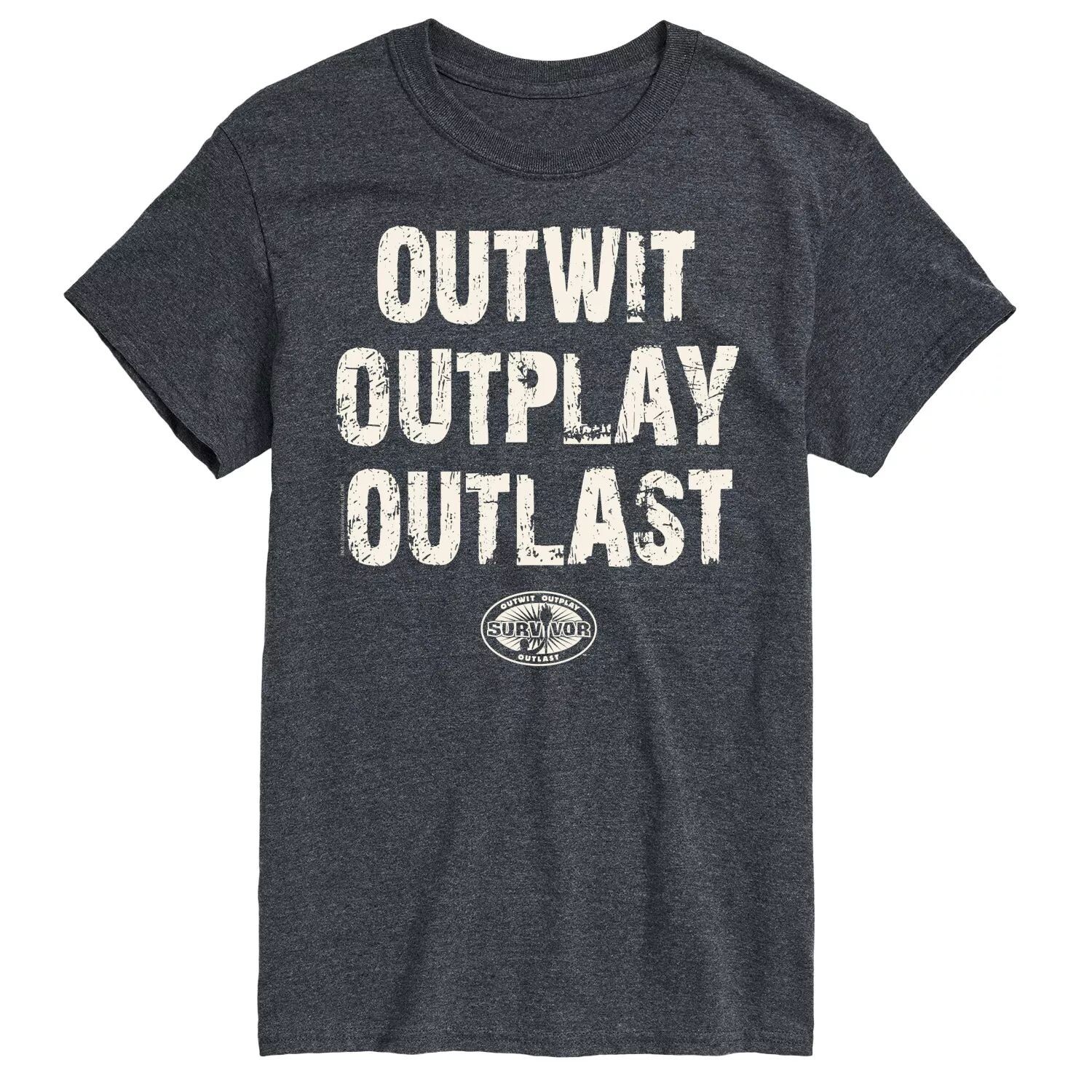 

Футболка Big & Tall Survivor Outwit Outplay Outlast с цветком License, серый