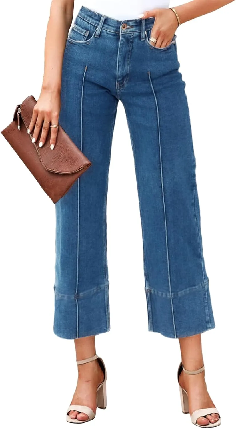 

Cicy Bell женские мешковатые широкие укороченные джинсы Casual High Waisted