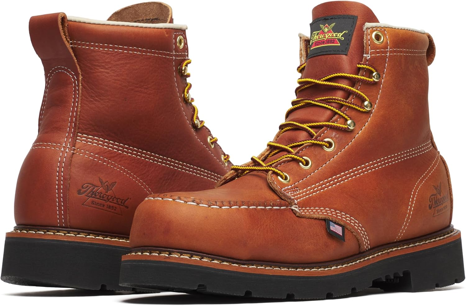 Ботинки Thorogood American Heritage 6 с безопасным носком для мужчин, из прочной кожи, с противоскользящей подошвой, оценены по стандарту ASTM, Tobacco — фото 4