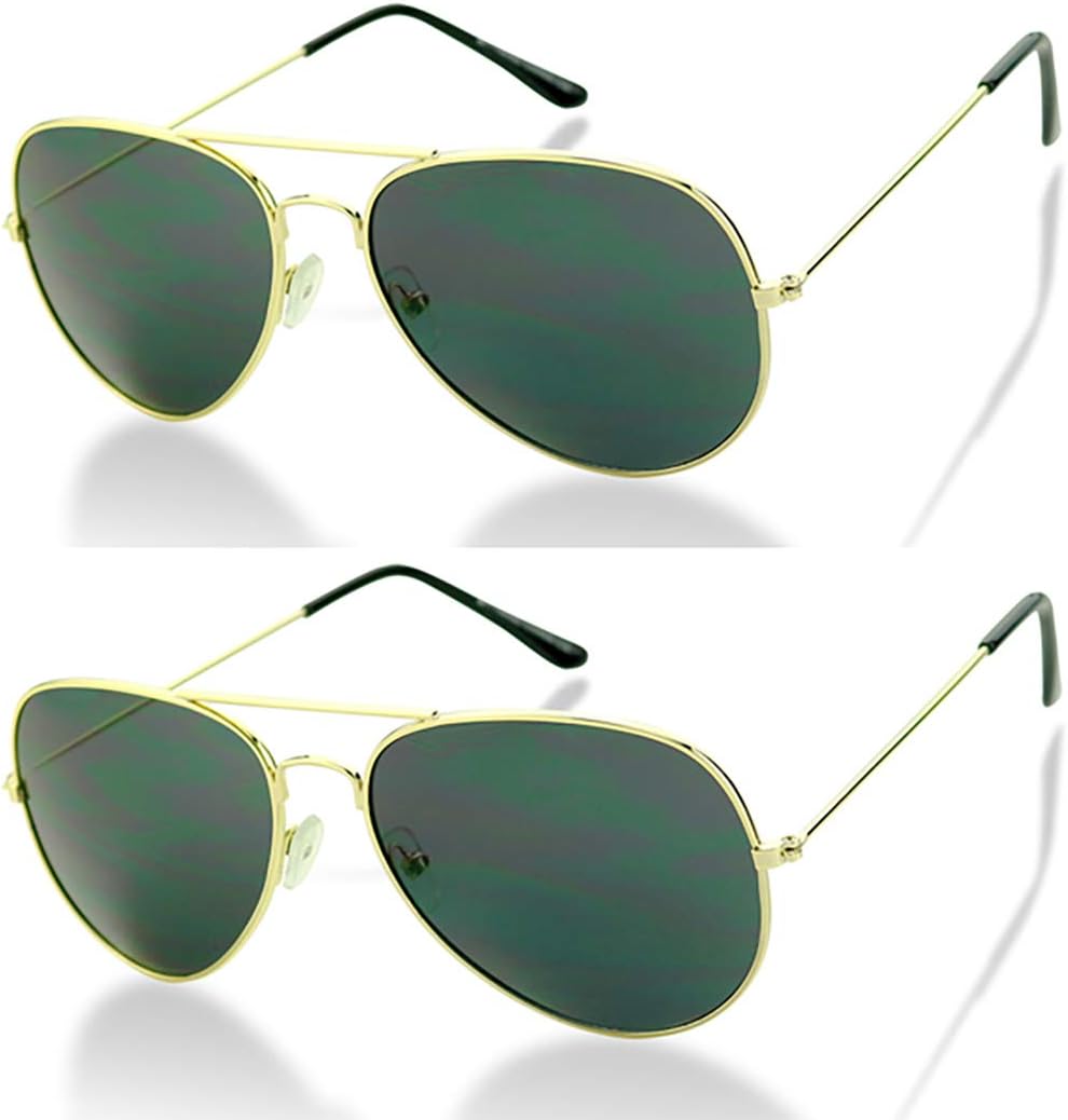 

Солнцезащитные очки ShadyVEU с дымчатыми линзами, в стиле ретро, ​​с защитой от УФ-излучения UV400 и классической металлической оправой, 2-pack Gold Frame W/ Black Lens