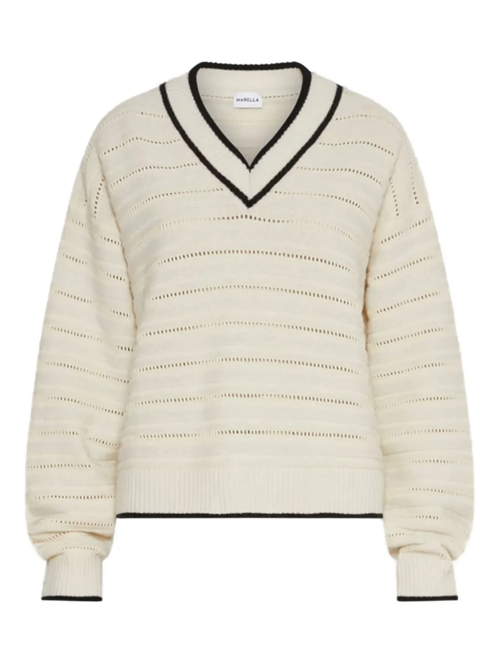 

Полосатый свитер с V-образным вырезом Marella, белый
