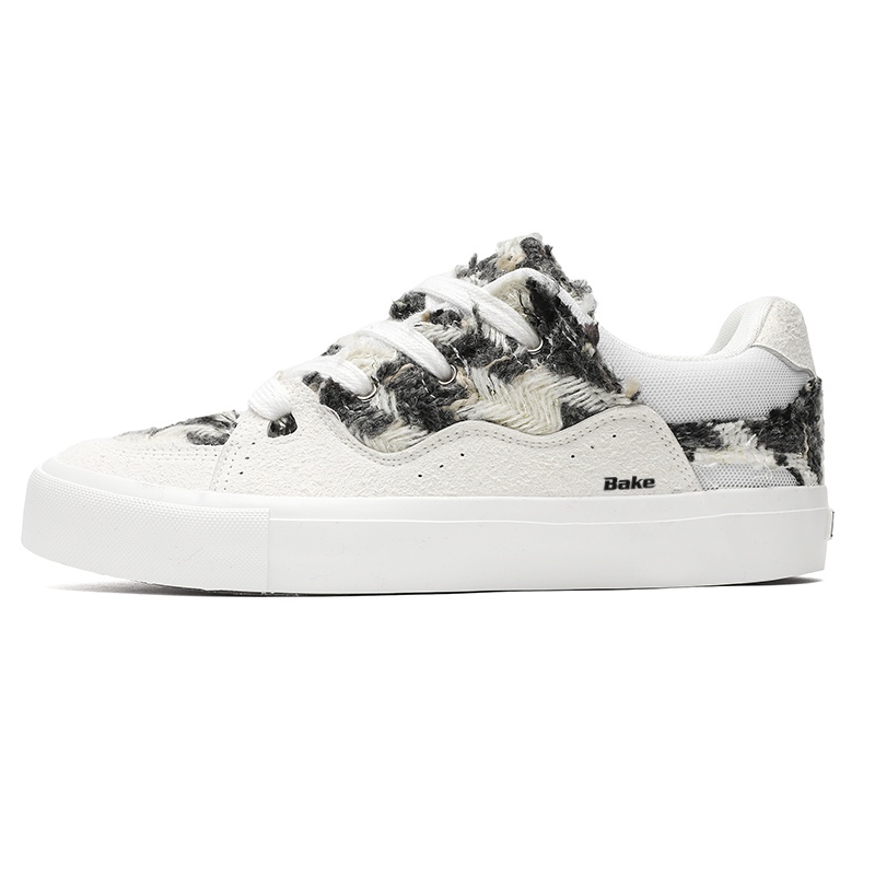 

BAKE Дышащие амортизирующие низкие скейтерские кроссовки унисекс бело-черные, цвет White Black