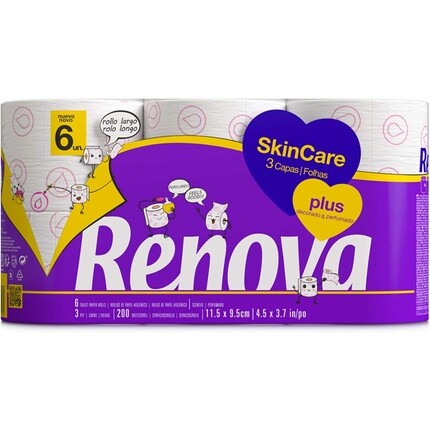 Туалетная бумага с ароматом и декором Skin Care Plus, 6 шт., Renova — фото 3