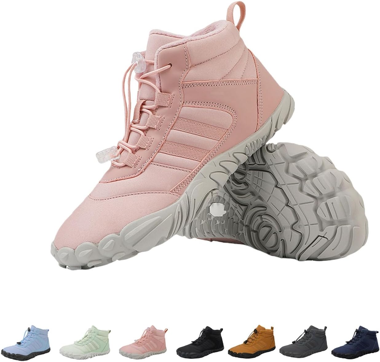 

Ботинки для ходьбы, нескользящая, водонепроницаемая, зимняя, теплая, для снега, для женщин и мужчин, мягкая, ветрозащитная Generic, светло-розовый