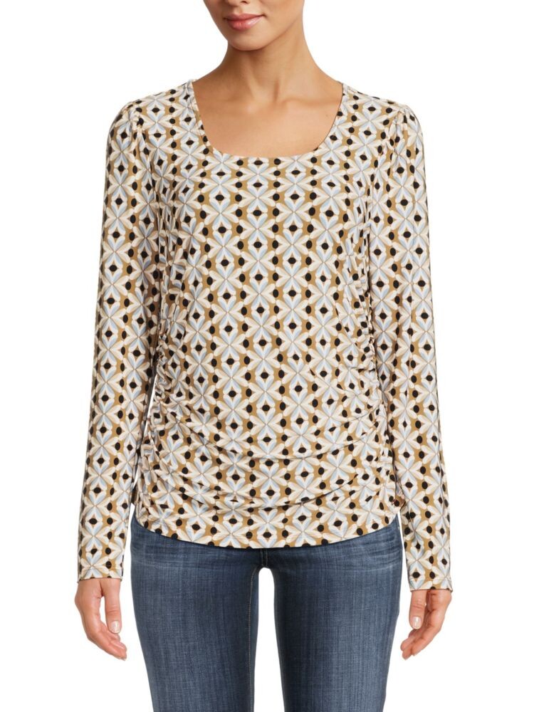 

Топ со сборками и цветочным принтом Tommy Hilfiger, цвет Beige Multi