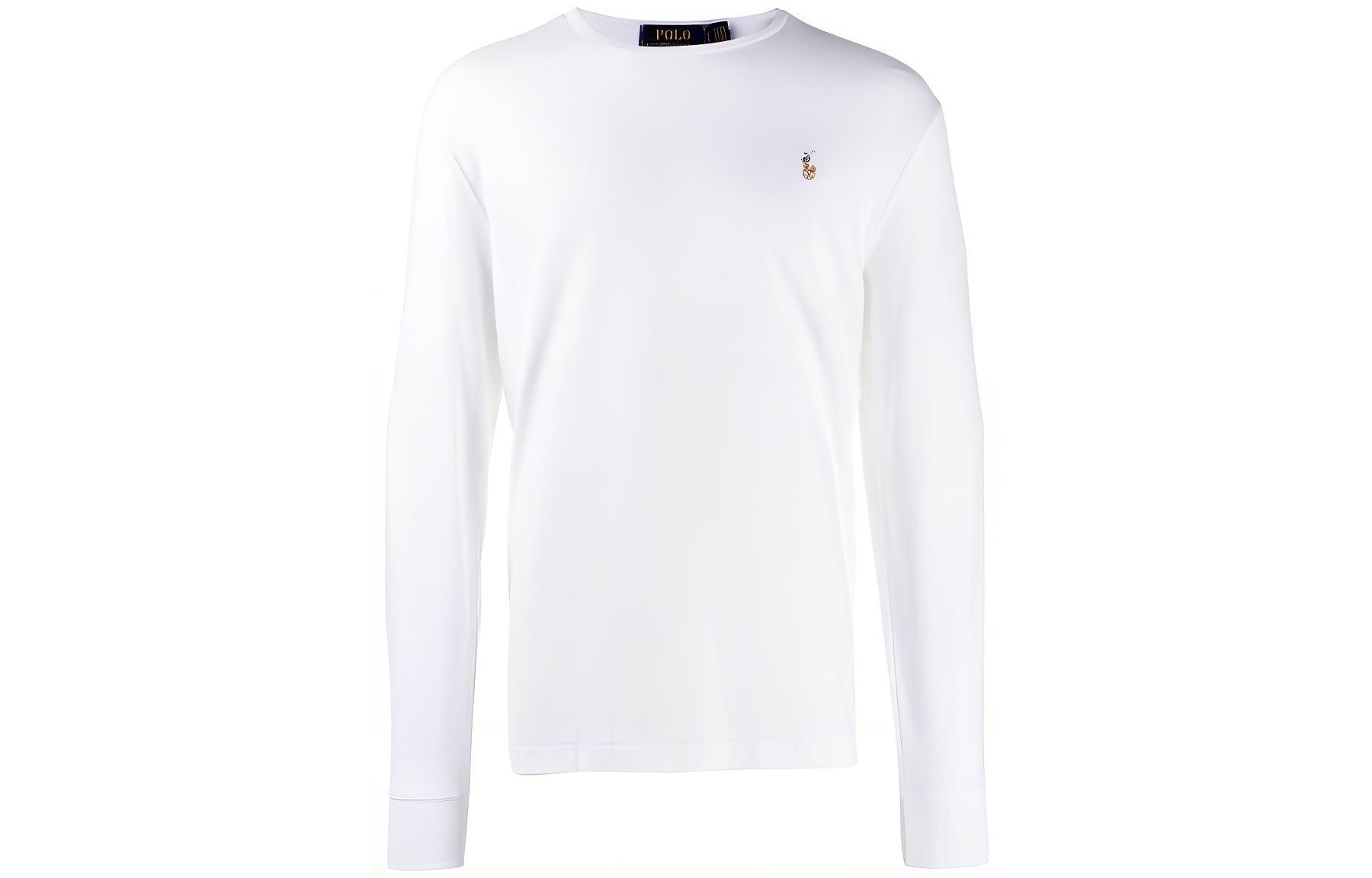 Футболка с длинным рукавом с вышитым логотипом Polo Ralph Lauren, белый — фото 3