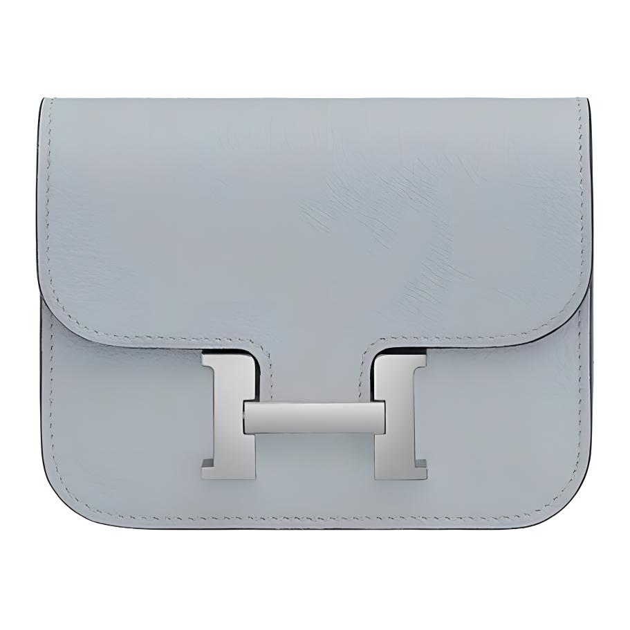 

HERMES Женский кошелек Constance Slim Evercolor из телячьей кожи, поясная сумка, размер 8U, синий, ледниковый, синий