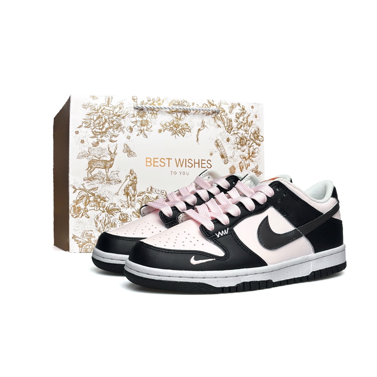 

Детские низкие скейтбордистские кроссовки Dunk Heartbeat с противоскользящей, износостойкой и термоизоляцией Nike, черный розовый