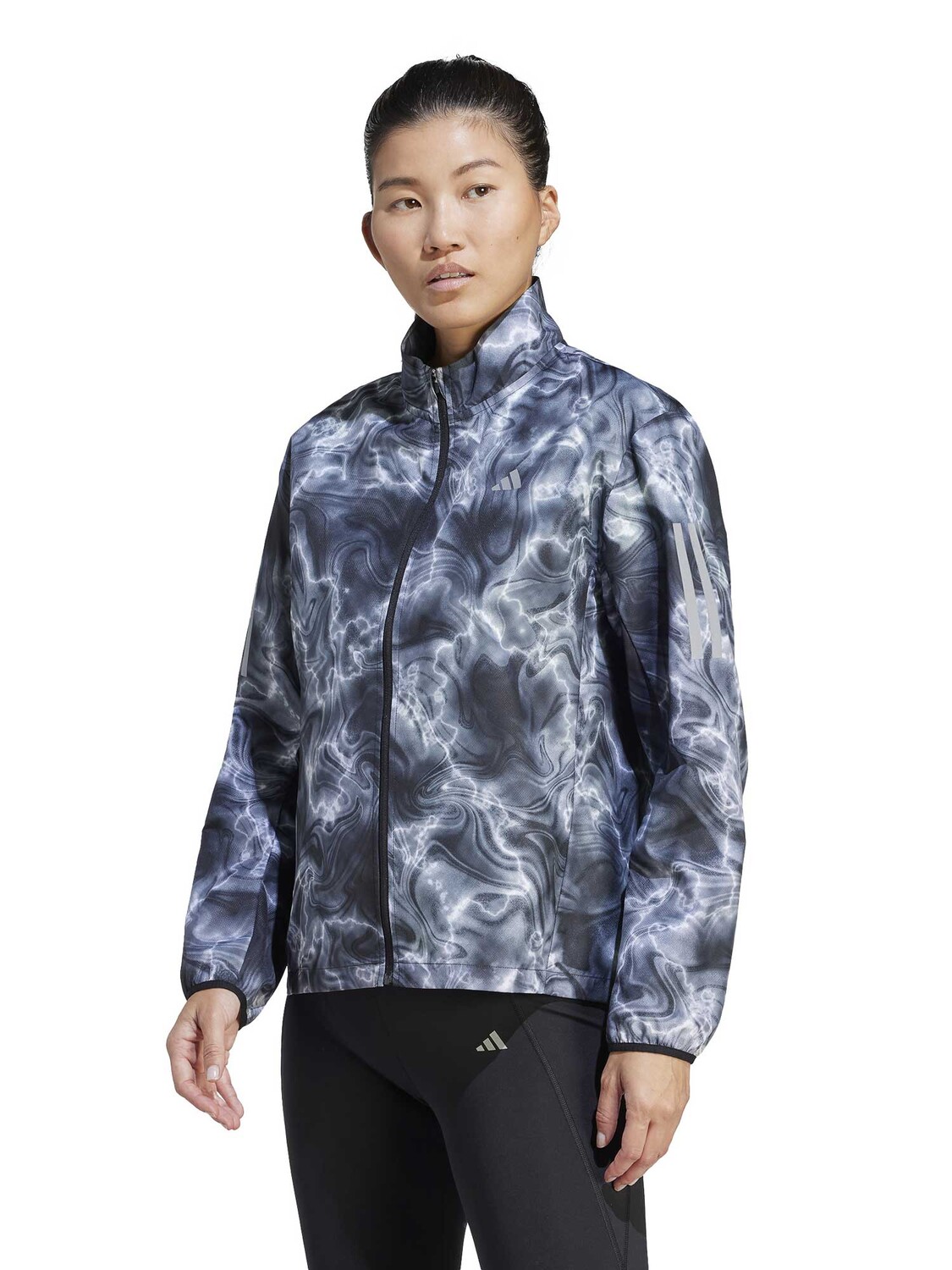 

Ветровка Adidas Performance Own the Run Allover Print Hooded Running, серый