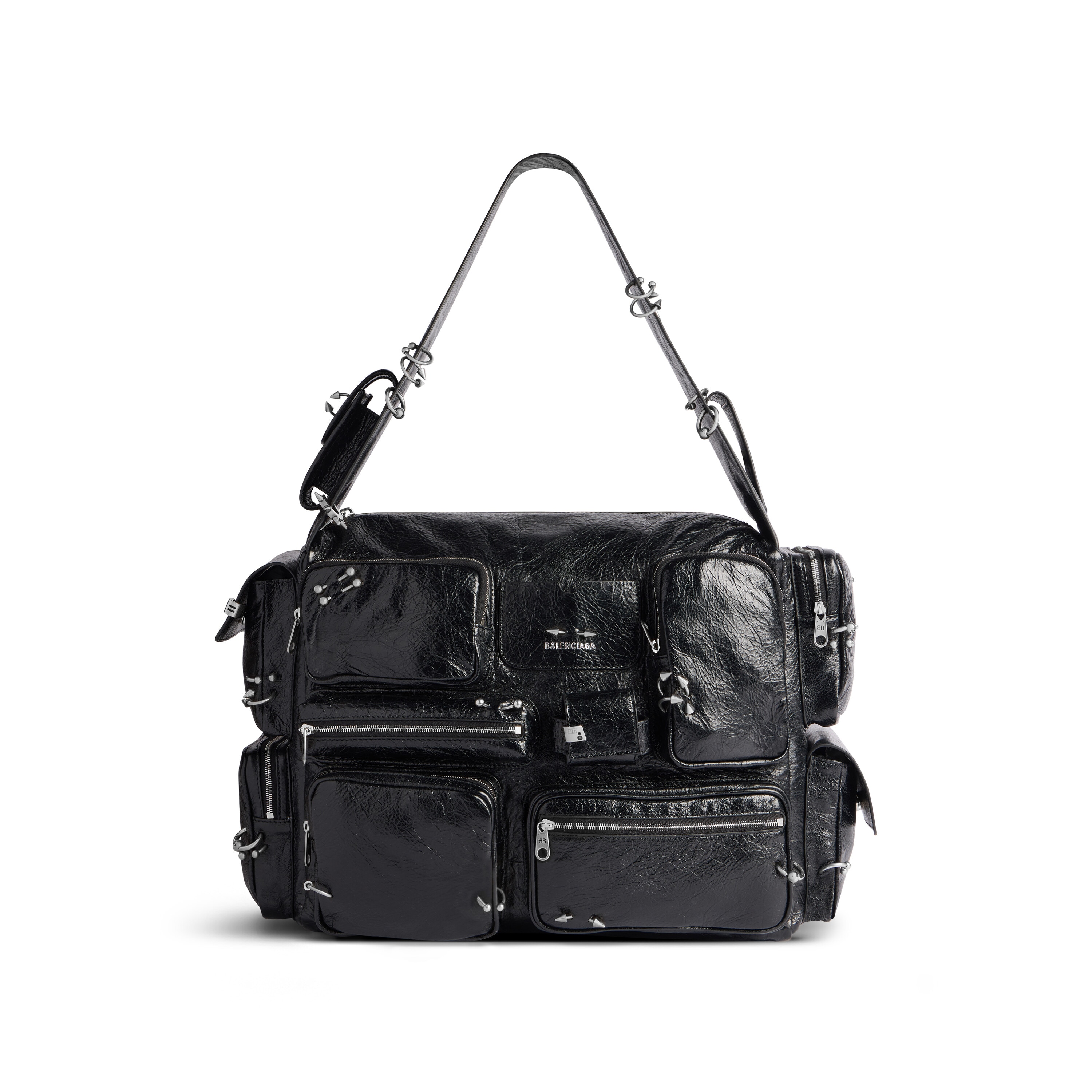 

Большая сумка-слинг Superbusy с пирсингом BALENCIAGA, черный