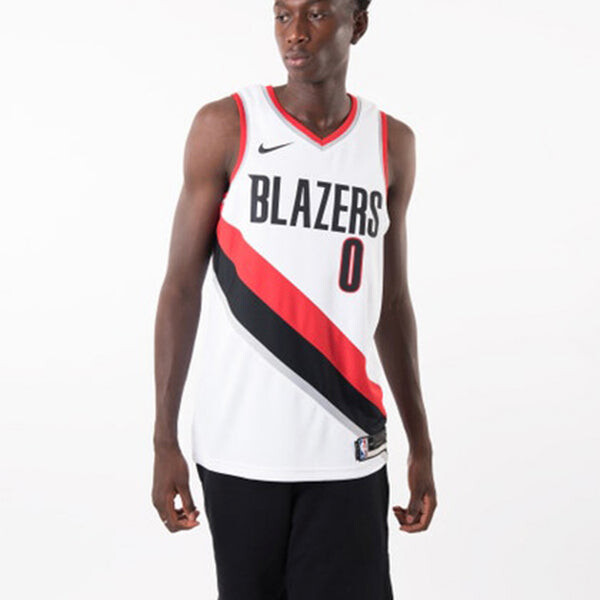 Спортивная футболка damian lillard trail blazers association edition nba swingman jersey 'white red black' Nike, белый — фото 3