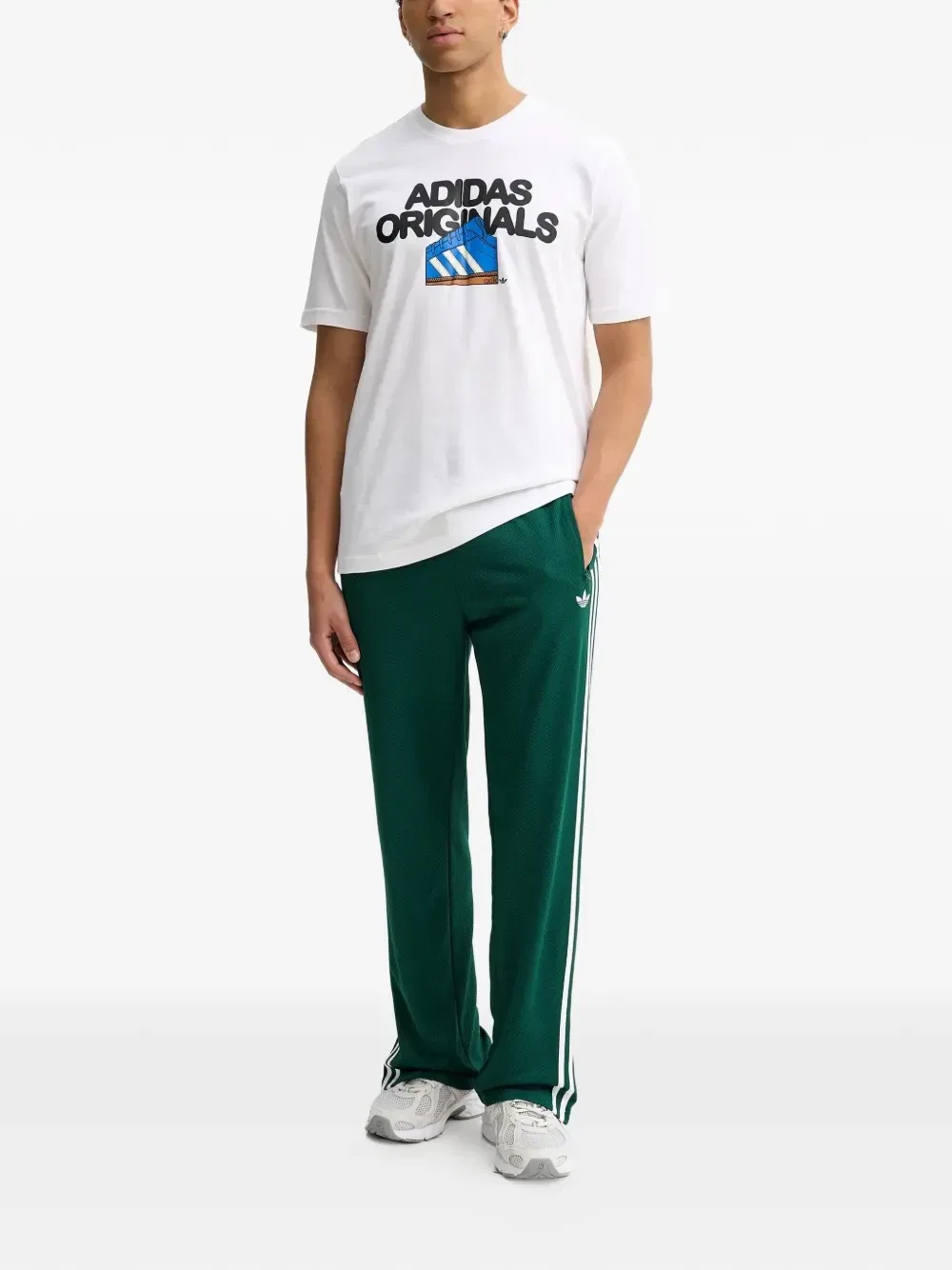 Брюки с полосками и логотипом Adidas, зеленый — фото 2