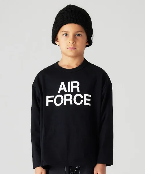 Детская футболка Smoothy AIR FORCE с длинным рукавом, хлопковая, чёрная