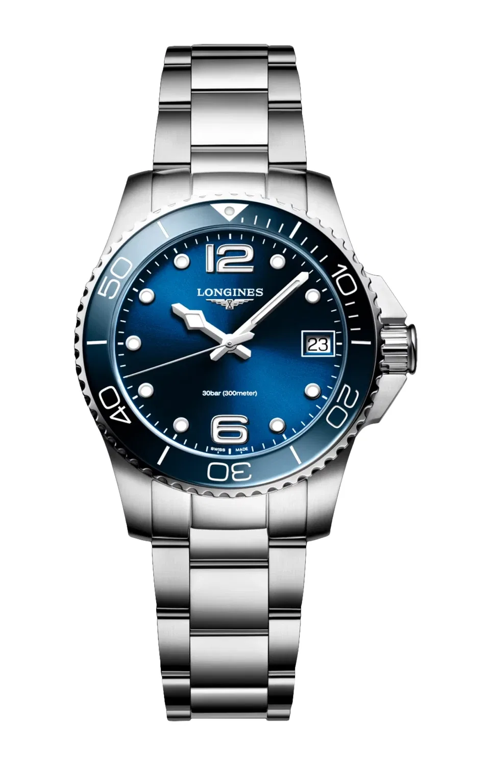 Лонжин Гидроконквест 32 мм - L3.370.4.96.6 LONGINES, серебряный