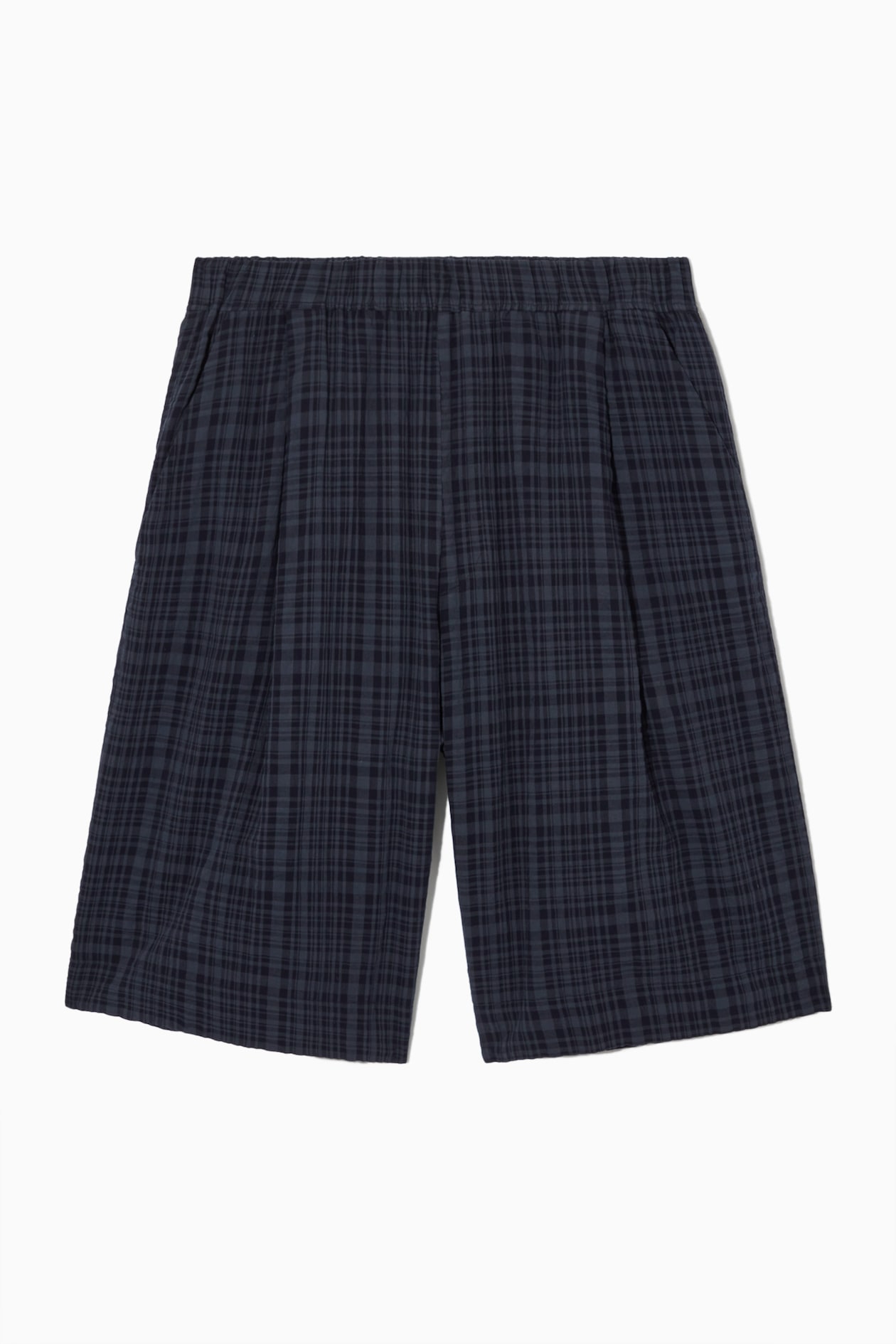 

Шорты в клетку из ткани seersucker со складками COS, цвет Navy/Checked