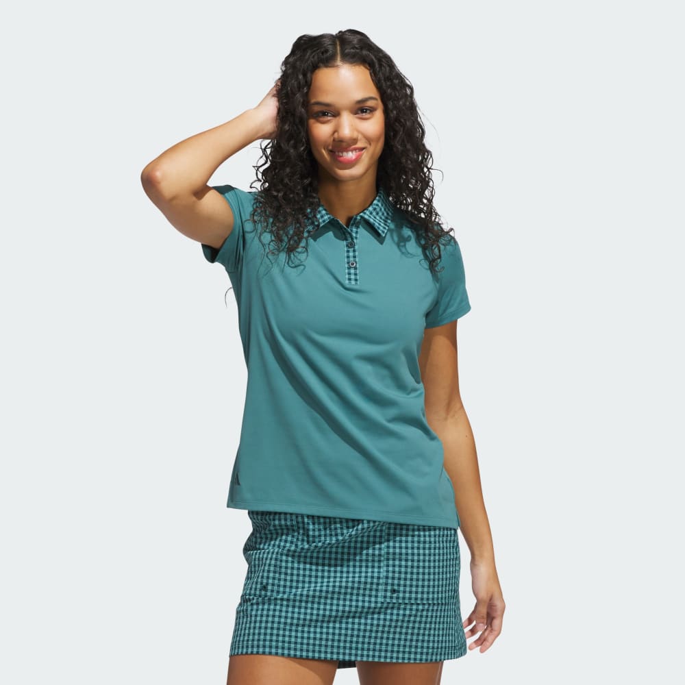

Спортивная футболка Adidas Ultimate365 Gingham Short Sleeve Polo Shirt, цвет Preloved Teal