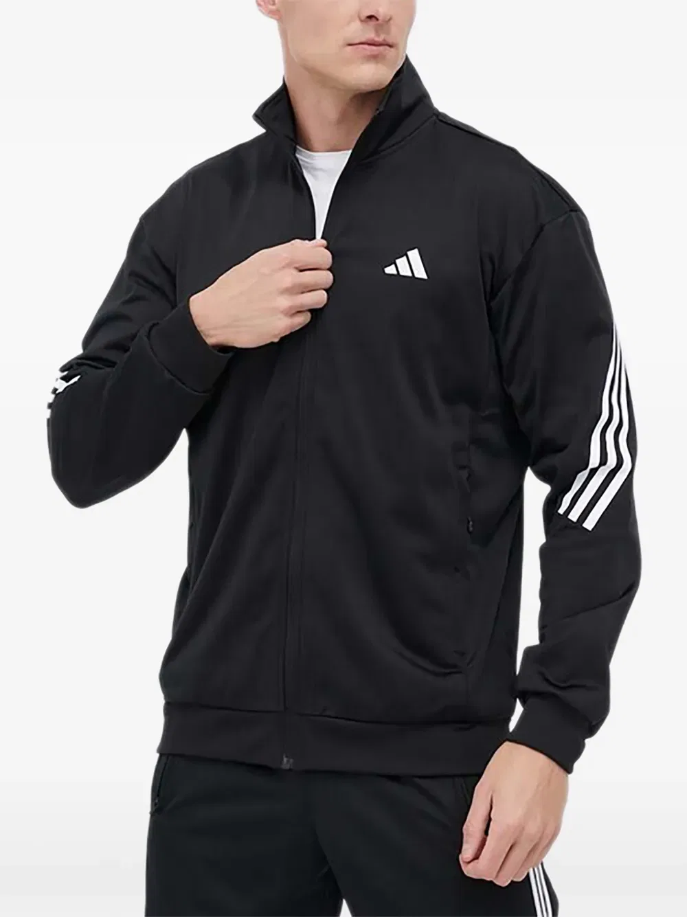 Полосатая куртка на молнии Adidas, черный