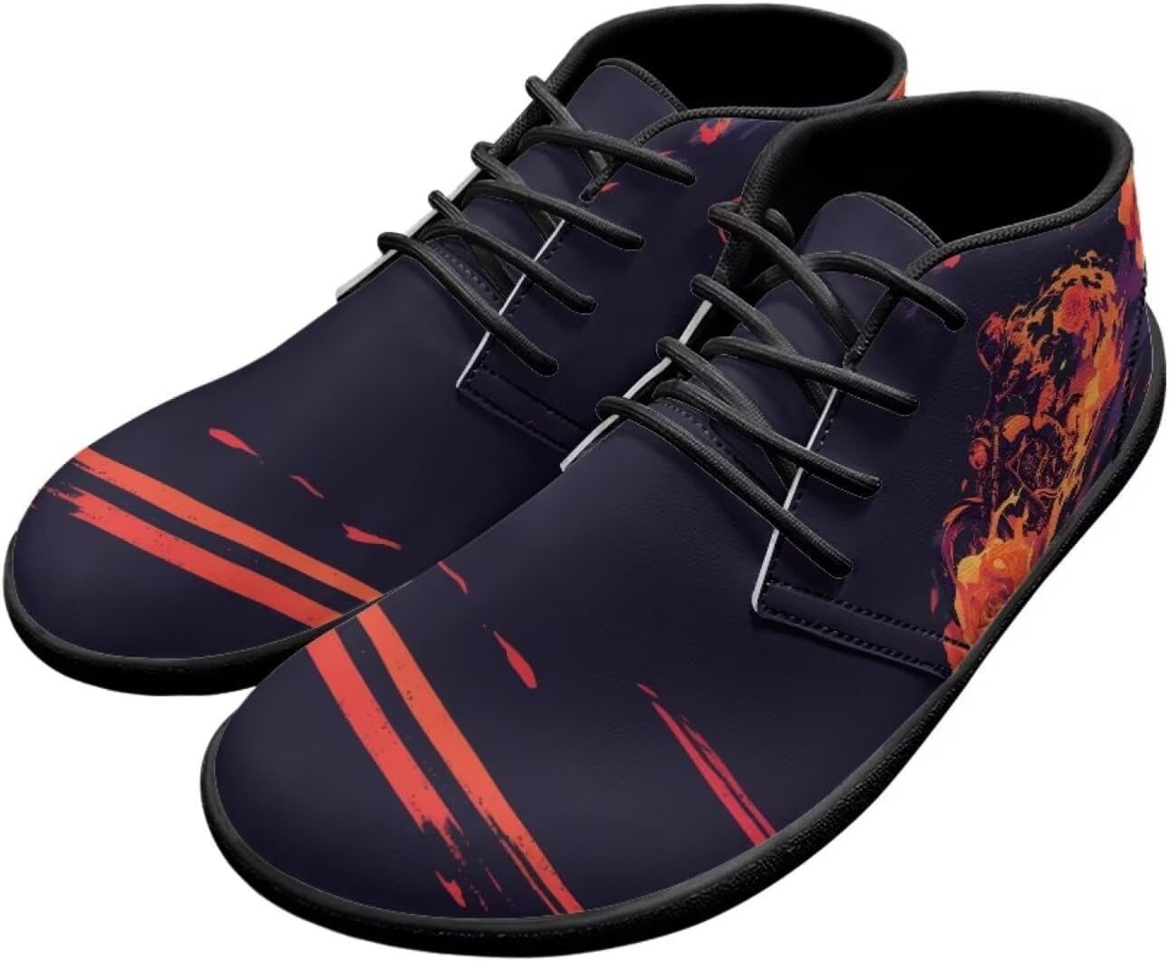 

Мужские ботинки Forchrinse Blood Skull, модные кроссовки, кожаные ботинки средней высоты на шнуровке, для прогулок и вождения, с подошвой EVA, Flames Motorcyclist