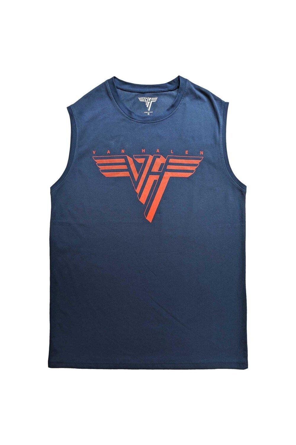 

Классическая хлопковая майка с логотипом Van Halen, синий