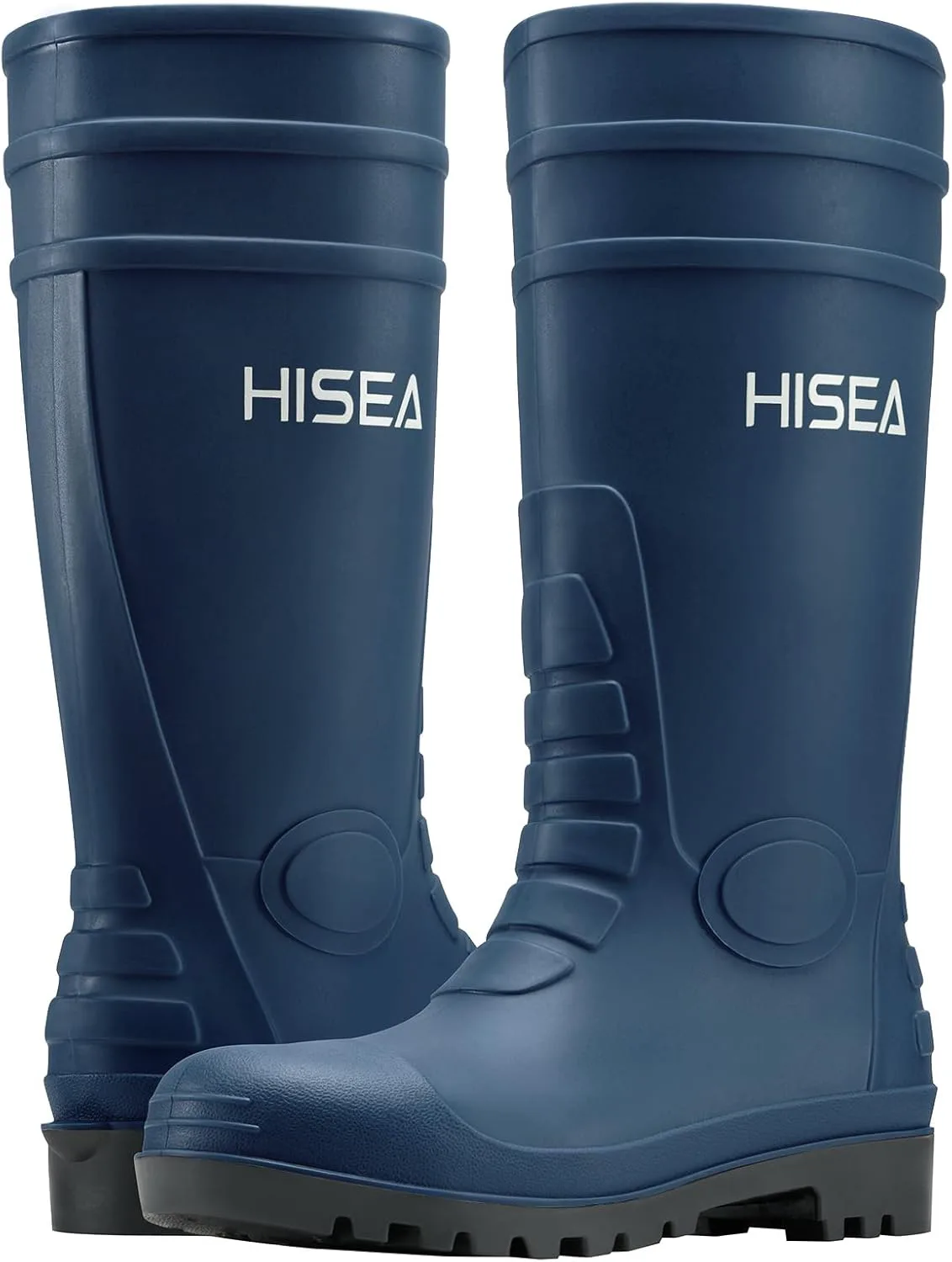 Мужские резиновые сапоги HISEA, водонепроницаемые, с металлической пластиной, синие — фото 4