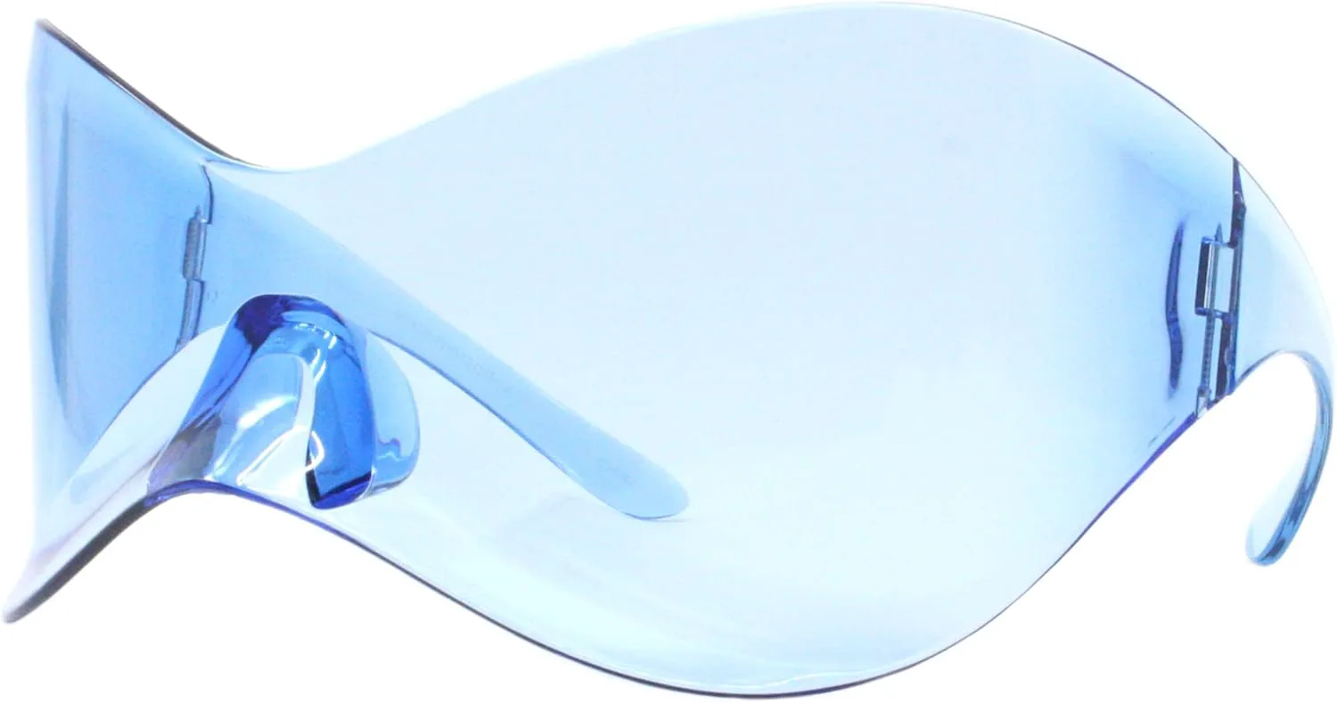 

Солнцезащитные очки PASTL без оправы, увеличенного размера, с оправой в виде бабочки, футуристические солнцезащитные очки-маски, защита от УФ-излучения UV 400, Blue