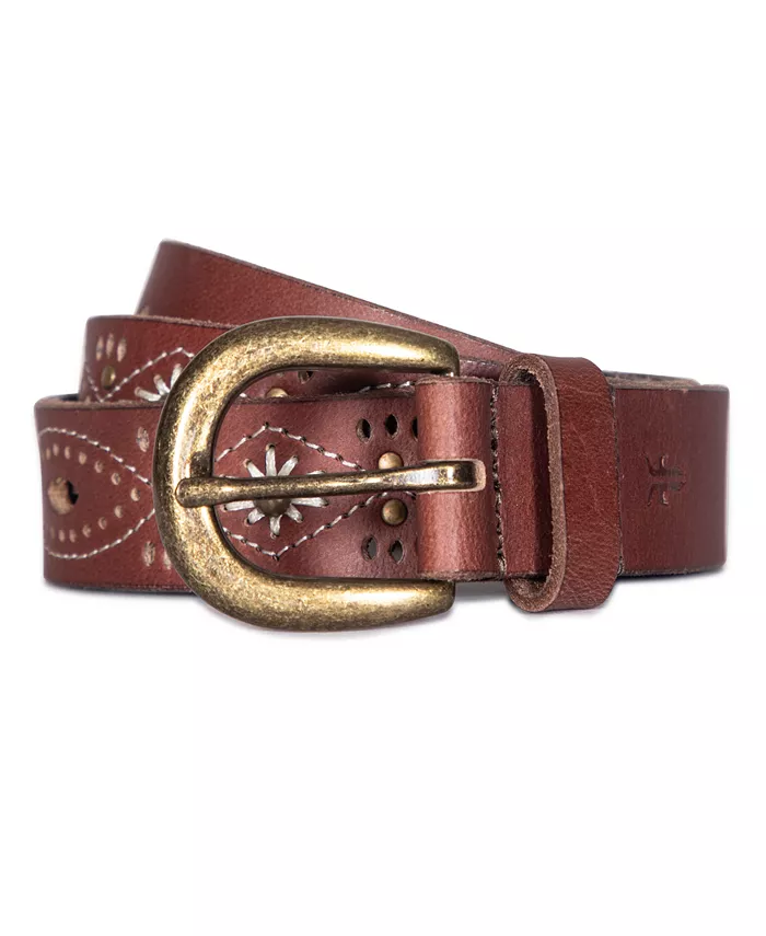 

Женский пояс с вышивкой и заклепками Perf Rivets Belt Frye, коричневый/бежевый