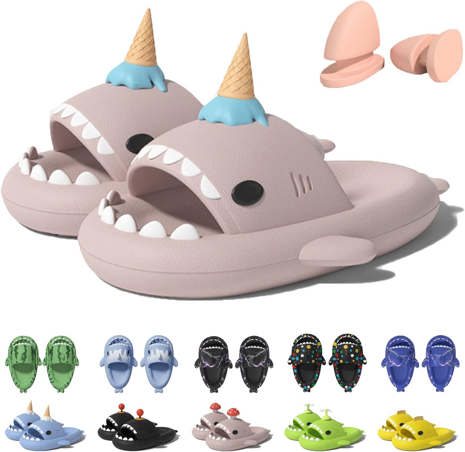 

Шлепанцы в форме акулы в рожке мороженого Jfxgjuv, розовый