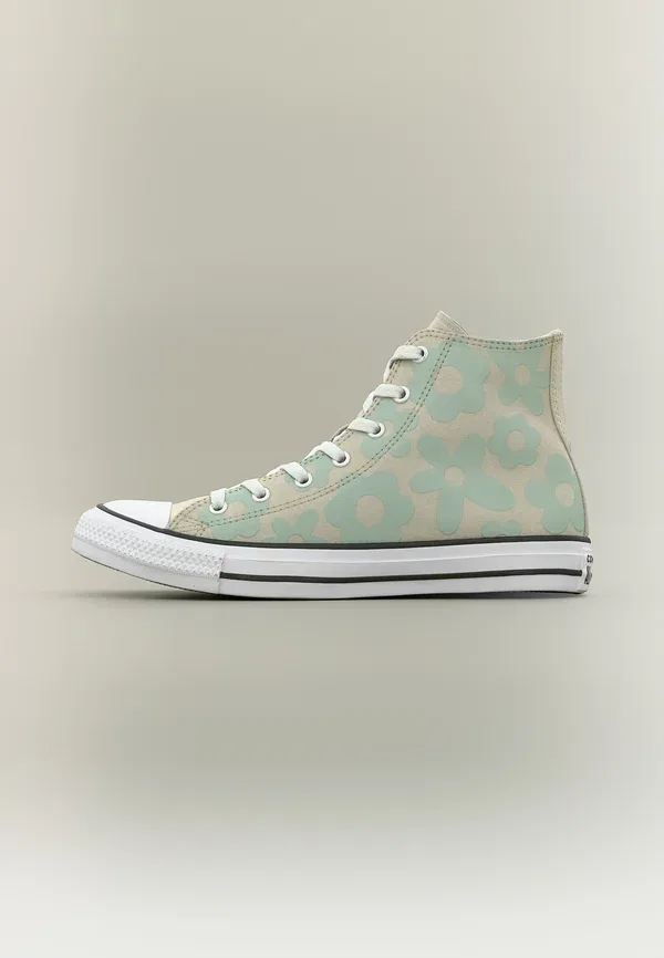 Кроссовки высокие Converse Chuck Taylor All Star Bubble Flowers, цвет серо-зеленый/тимьян/белый