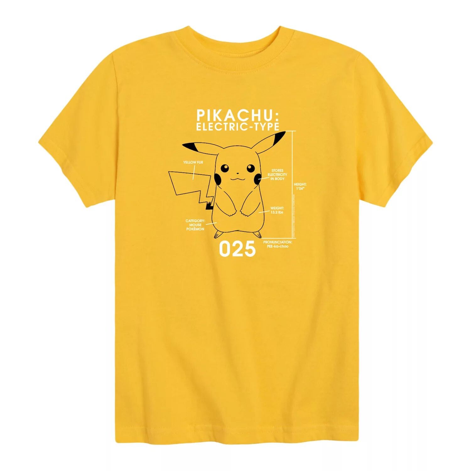 

Футболка с графикой Pokemon Pikachu Electric Stats для мальчиков 8–20 лет Licensed Character