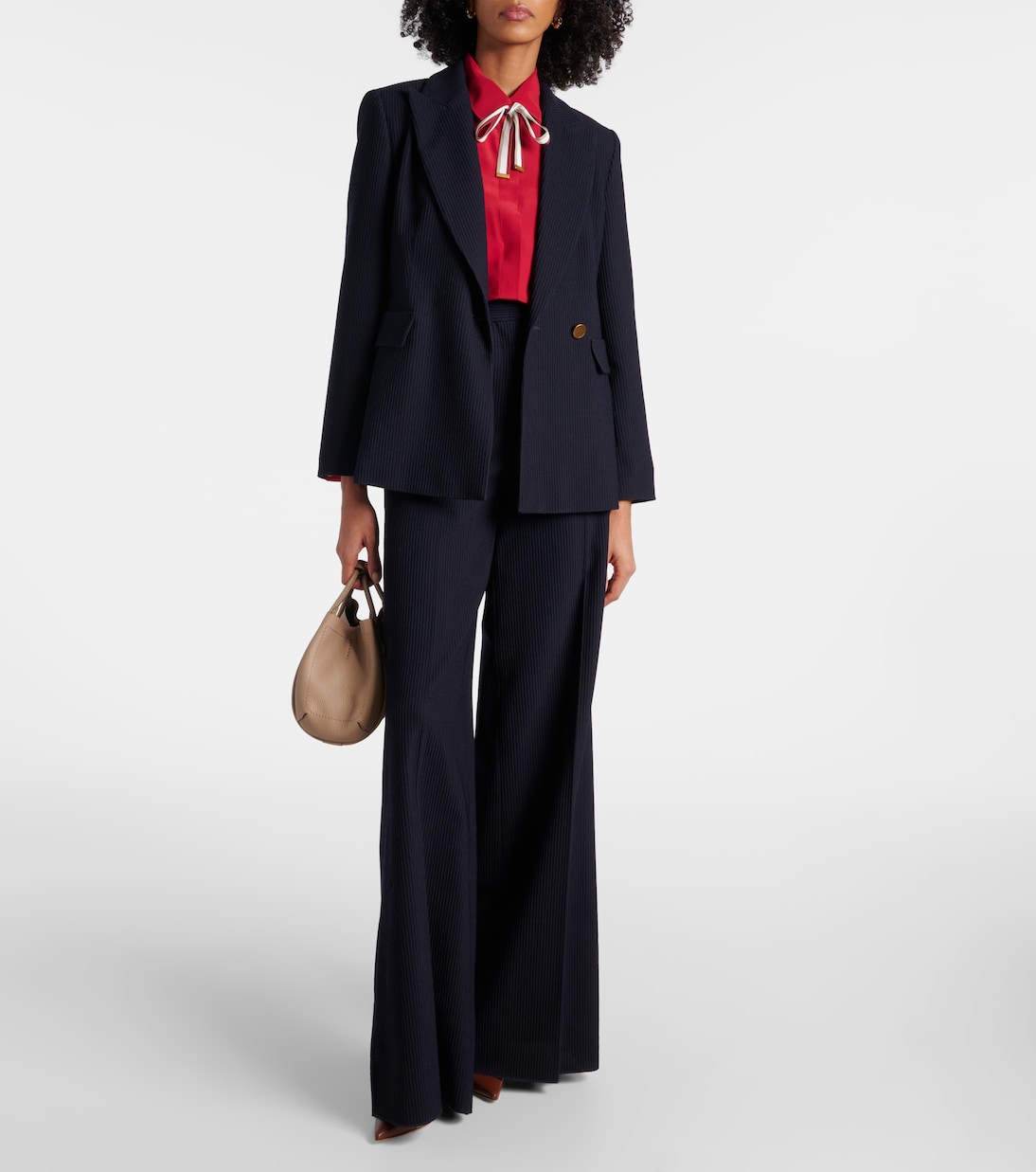 Блузка из шелкового крепа Аполлон с бантом Max Mara, Rosso — фото 2