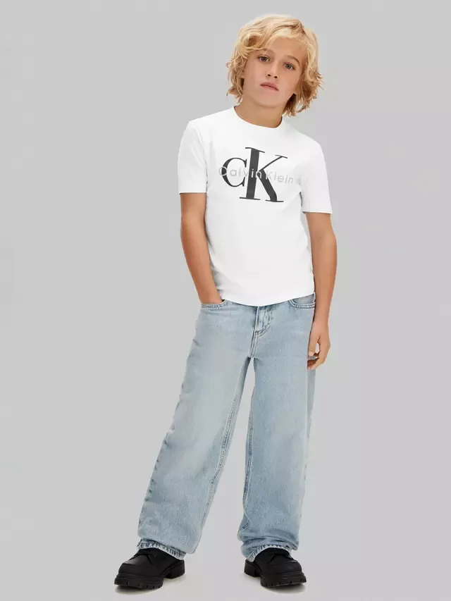 Детская футболка с коротким рукавом и логотипом, белая Calvin Klein — фото 3