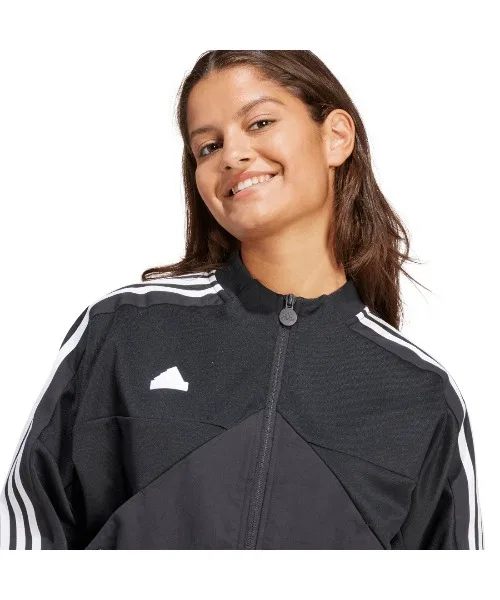 Трек-куртка женская adidas Tiro из смесовых материалов, чёрная — фото 3