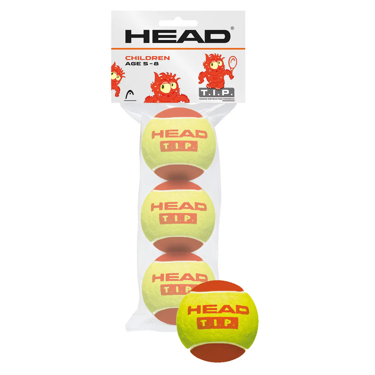 

Банка из 3 теннисных мячей TIP Red Head, желтый/красный