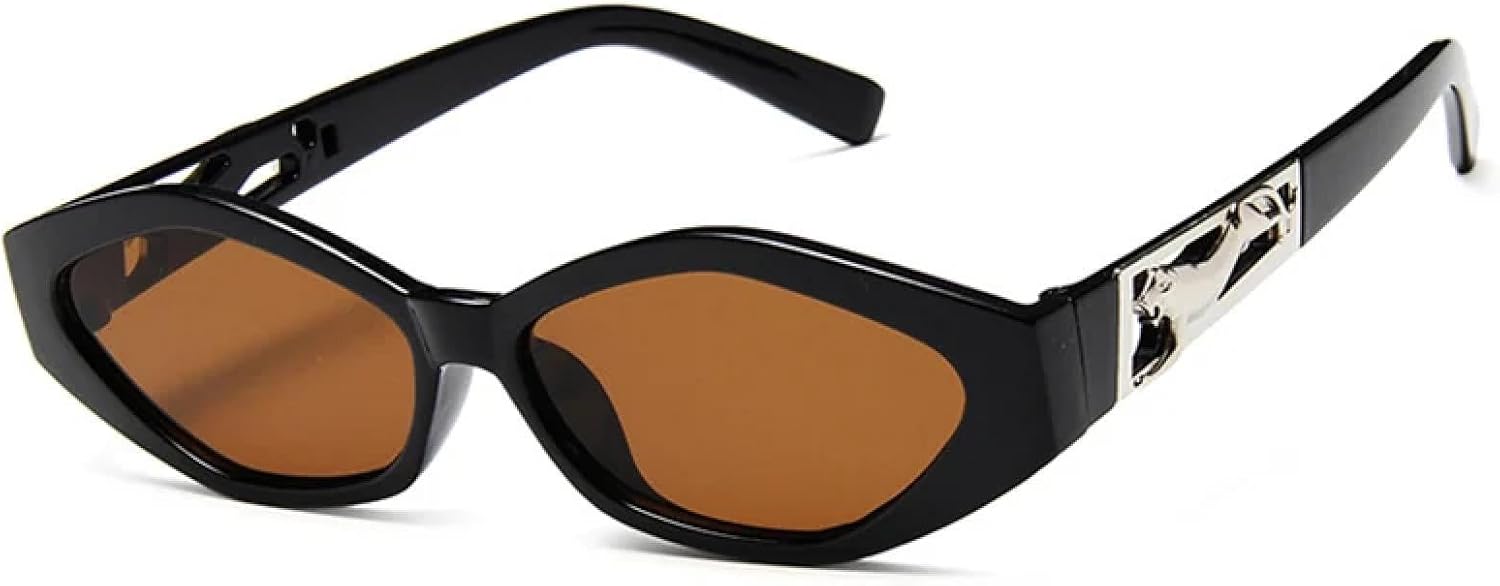 

Ретро-солнцезащитные очки в маленькой оправе с многоугольными линзами и эффектом «кошачьих глаз», модные, с рисунком под гепарда, солнцезащитные очки UV400 WNCKSQ, Black Tea