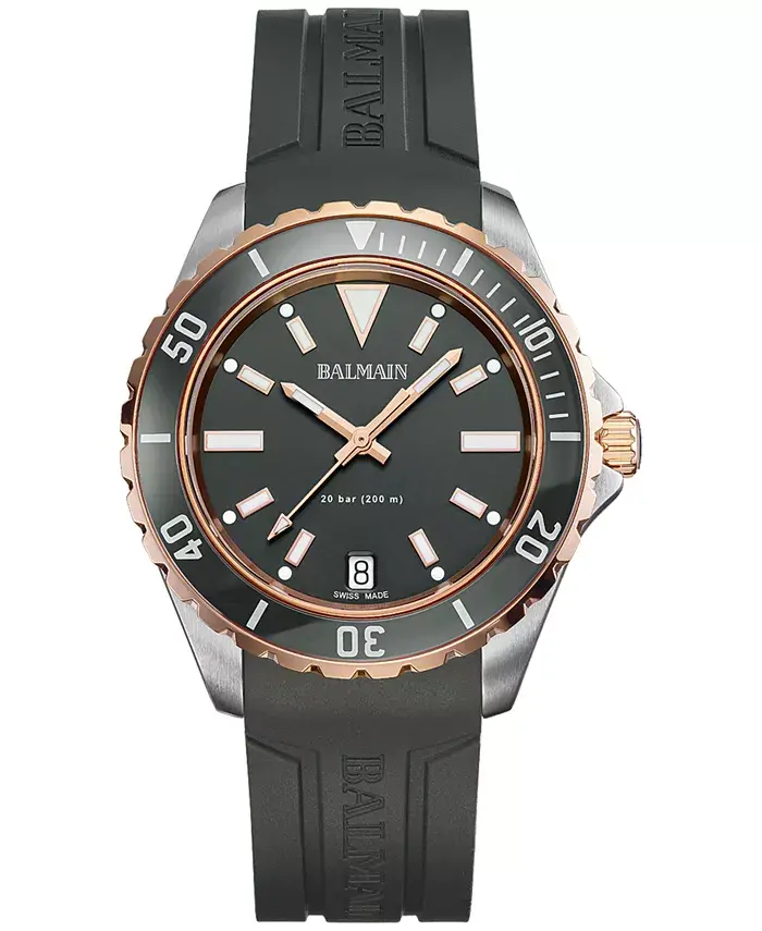 

Мужские часы Swiss Ophrys с черным резиновым ремешком, 43 мм Balmain